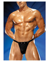 Male Power Rip off Thong w/Studs Black L/XL