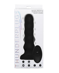 ThunderPlugs Silicone Vibrating &amp; Squirming Plug w/Remote - Black