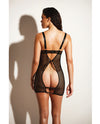FETISH Excitement Fishnet &amp; Vinyl Fitted Babydoll w/D-Ring &amp; Metal Clasp Black SM
