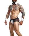 Male Basics MOB Maitre D Brief, Bow &amp; French Cuffs Black/White LG