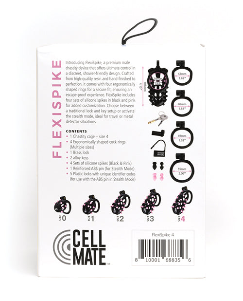 Sport Fucker Cellmate FlexiSpike Chastity Cage - Size 4 Black/Pink