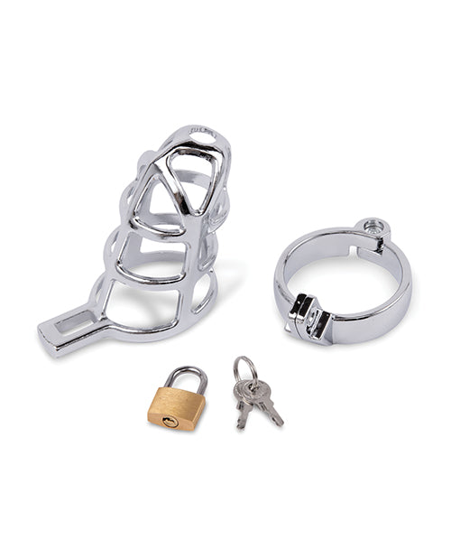 Lockmaster 3.75 & Stainless Steel Prisoner Cock Cage - Silver