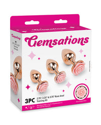 Gemsations 3 pc 2.75" + 3.25" + 3.75" Rose Metal Butt Plug Training Set - Rose Gold