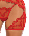 Baroque Heart Embroidered Lace 3 pc Chaps Set - Red XL