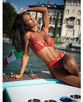 Baroque Heart Embroidered Lace 2 pc Set - Red MD