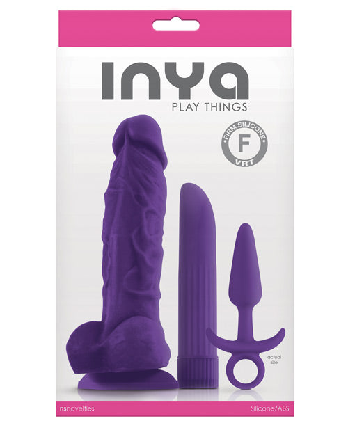 INYA Play Things Set of Plug, Dildo & Vibrator - Purple