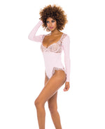 Maria Ribbed Knit & Lace Teddy Crystal Rose XL