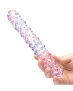 Glas 9; Purple Rose Nubby Glass Dildo - Purple/Pink