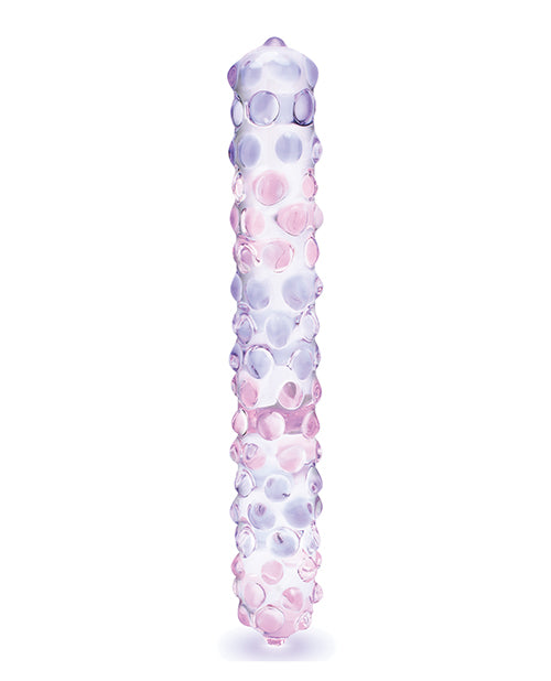 Glas 9; Purple Rose Nubby Glass Dildo - Purple/Pink