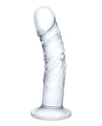 Glas 7; Realistic Curved Glass Dildo w/Veins - Clear