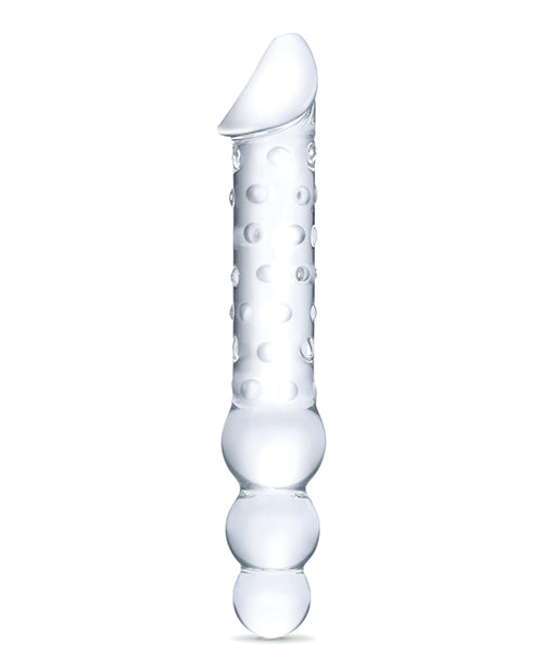 Glas 12; Double Ended Glass Dildo w/Anal Beads - Clear