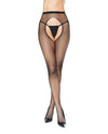 Fishnet Natural Waist Crotchless Pantyhose Black O/S