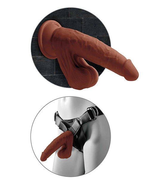 King Cock Plus 8 & Triple Density Cock w/Swinging Balls - Brown