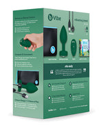 b-Vibe Remote Control Vibrating Jewel Plug (M/L) - Emerald Green