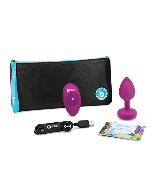 b-Vibe Remote Control Vibrating Jewel Plug (S/M) - Fuchsia