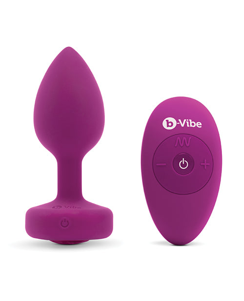 b-Vibe Remote Control Vibrating Jewel Plug (S/M) - Fuchsia