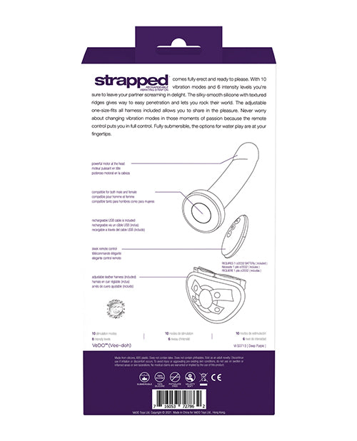 VeDO Strapped Rechargeable Vibrating Strap On - Deep Purple