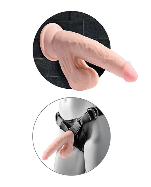 King Cock Plus 7 & Triple Density Cock w/Swinging Balls - Ivory