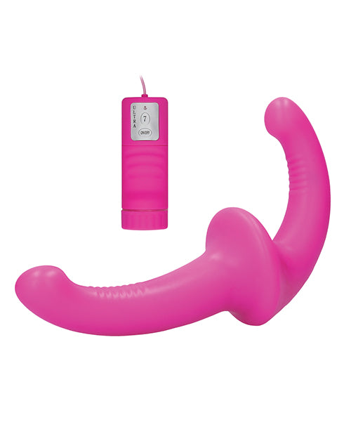 Shots Ouch Vibrating Silicone Strapless Strap On w/Controller - Pink