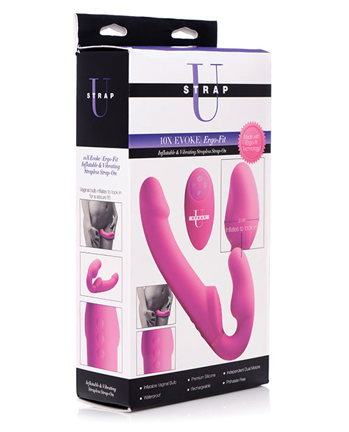 Strap U Evoke Ergo Fit Strapless Strap On Dildo w/Remote - Pink