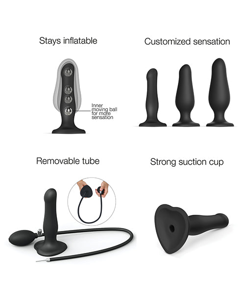 Strap On Me Inflatable Dildo Plug - Black