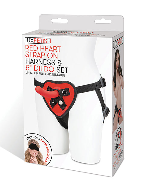 Lux Fetish 5; Dildo w/Red Heart Strap On Harness Set