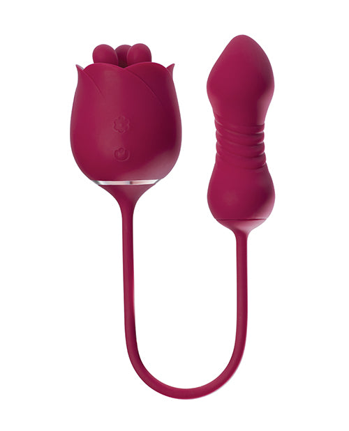 Rosa Rotating Rose Toy & Thrusting Vibrator & Red