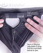 Shots Ouch Vibrating Strap On Thong w/Removable Rear Straps - Black M/L