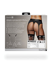 Shots Ouch Vibrating Strap On Thong w/Adjustable Garters - Black M/L