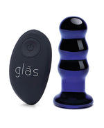 Glas 3.5 & Rechargeable Vibrating Beaded Butt Plug - Blue