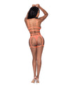 Rude Awakening Bralette, Thigh High Garter & Cheeky Panty Orange S/M