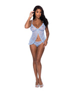 Ooh La Lace Babydoll & Split Crotch Panty Periwinkle L/XL