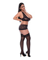 Ooh La Lace Bralette, Garter Skirt & G-String Black QN