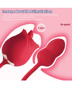 Fuchsia Rose Clit Licking Stimulator &amp; Vibrating Egg - Red