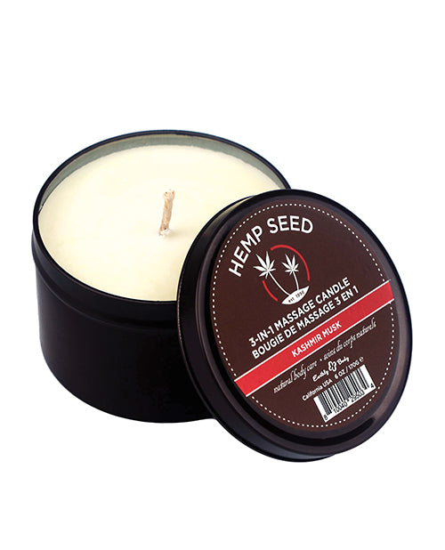 Earthly Body Suntouched Hemp Candle - 6 oz Round Tin Kashmir Musk