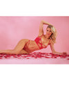 Cherry Strappy Lace Unlined Underwire Bra w/Heart Ring Detail & Panty Red MD