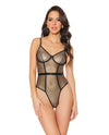 Holiday Metallic Fishnet Teddy w/Underwire Cups Black/Gold XL