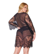 Holiday Eyelash Lace Robe w/Bell Sleeves Black OS/XL