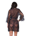 Holiday Eyelash Lace Robe w/Bell Sleeves Black O/S