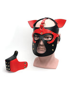 665 Bondage Pup Hood - O/S Black/Red