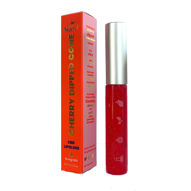 Privy Peach Cherry Dipped Cone Lip Gloss 11ml (15mg CBD)