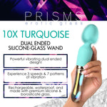 10X Turquoise Dual Ended Silicone and Glass Wand