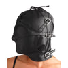 Asylum Leather Hood with Removable Blindfold and Muzzle- ML