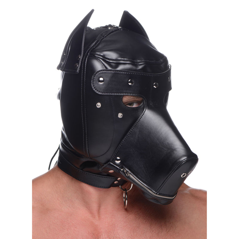 Muzzled Universal BDSM Hood with Removable Muzzle