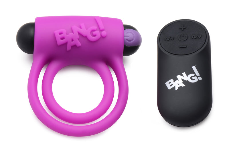 Remote Control 28X Vibrating Cock Ring and Bullet - Purple