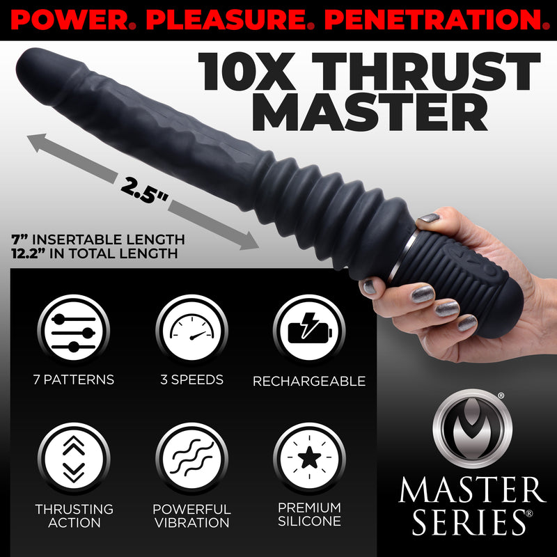 10X Silicone Vibrating and Thrusting Dildo