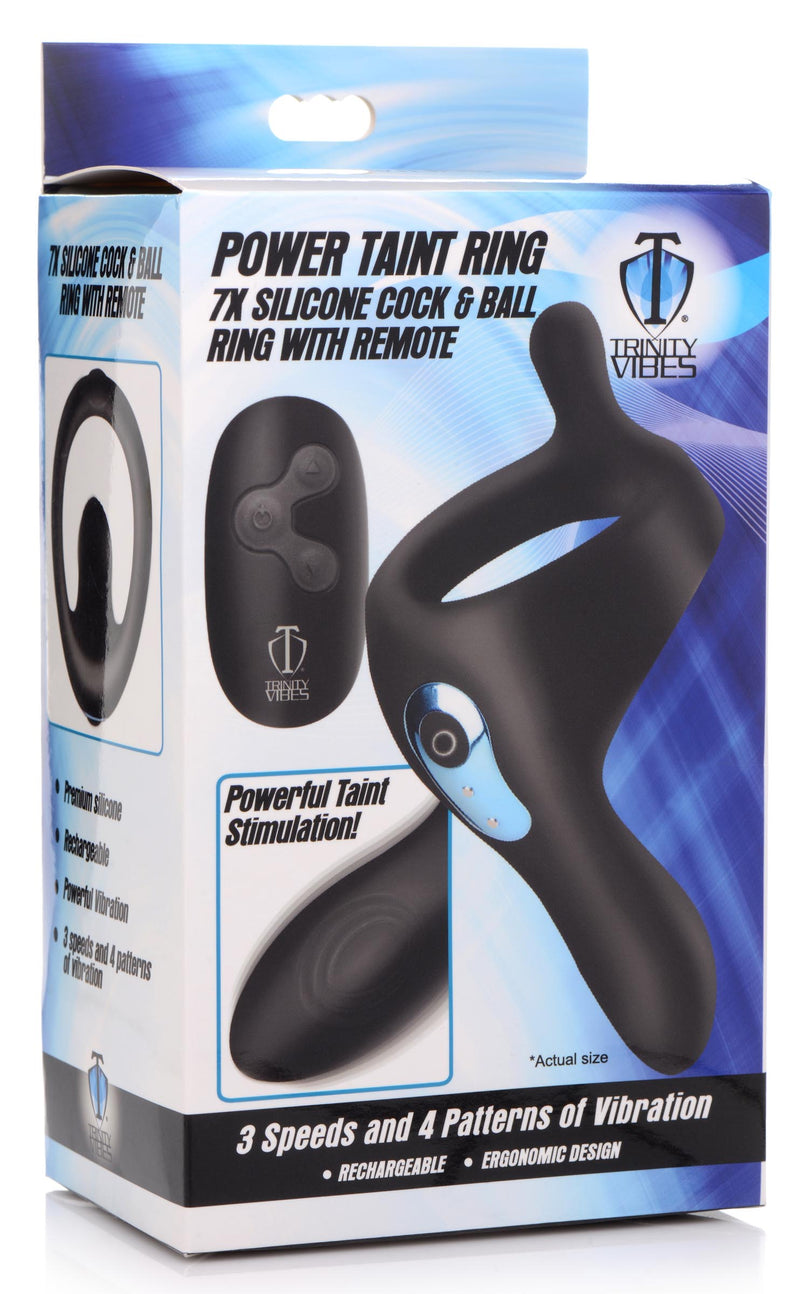 Power Taint 7X Silicone Cock and Ball Ring with Remote