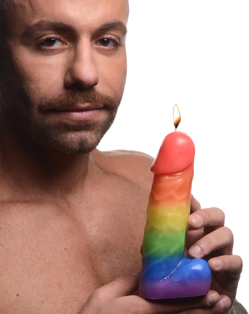 Pride Pecker Dick Drip Candle - Rainbow