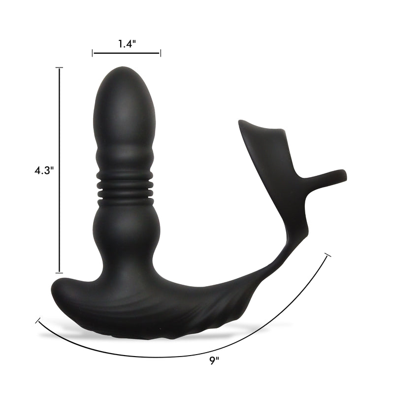 Thrusting Vibrator with Cock and Ball Ring and Remote