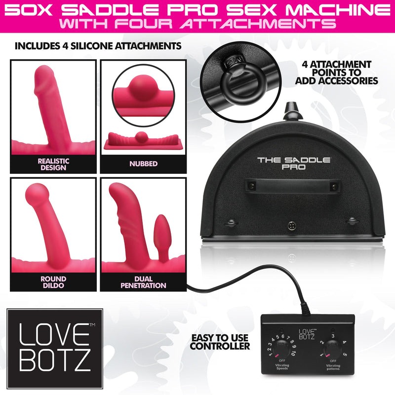 50X Saddle Pro Sex Machine with 4 Attachments